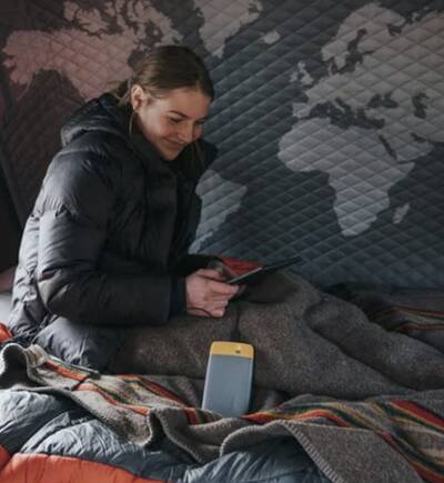 charging a phone in a tent